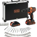 BLACK + DECKER ütvefúró, 18V AKU tokban, 80 darab tartozékkal BDCHD18BAFC-QW (2×1,5 Ah)