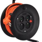Solight 4 aljzatos, 3×1,5 mm², 15 m, hosszabbító kábel dobon, narancssárga