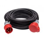 Soligh hosszabbító – kapcsoló, 15 m, 400 V / 16 A, fekete, gumi kábel H05RR-F 5G 2,5 mm2
